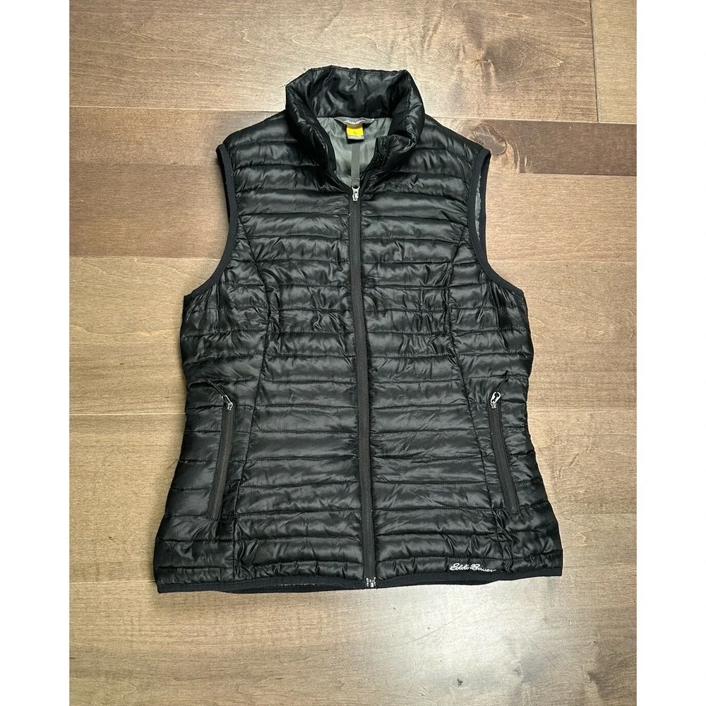 Eddie Bauer Vest Womens XS Black Travex EB700 Down Fill Quilted Puffer Hiking - Picture 1 of 11
